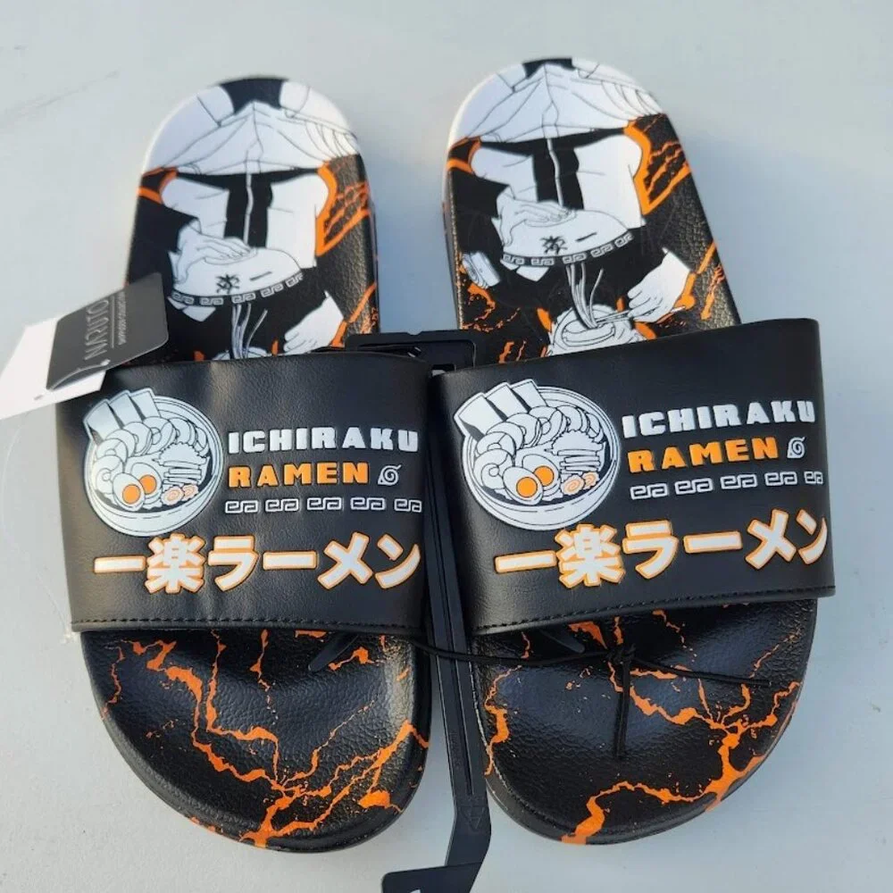 NEW Naruto Anime Ramen Men’s Size 7 Slippers Sandals Slides Shippuden Ichiraku R
